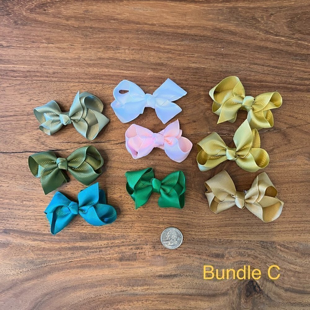 Grosgrain Ribbon Bow x9 Assorted Colors Bundle C
